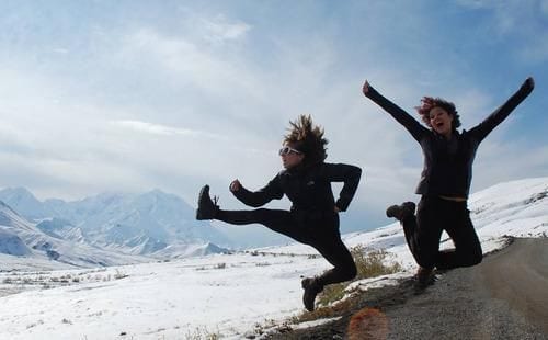 A victory jump in Alaska (Kae Lani)