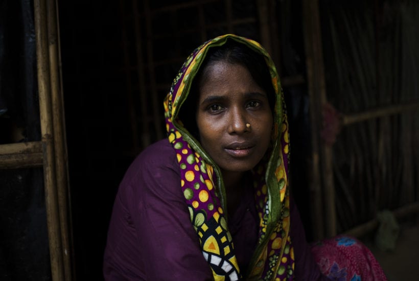 Amina, her husband, and their three living sons have been living on the Kutupalong refugee camp for 9 months. © | Hailey Sadler