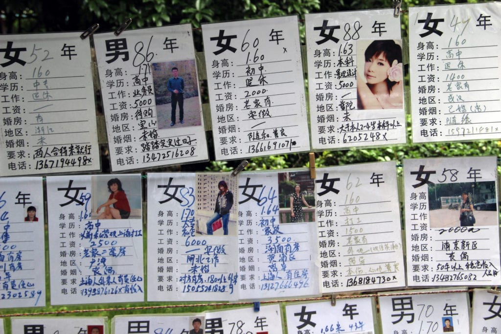 A photo of ads placed at the Sheng Nu Marriage Market in China © | PR