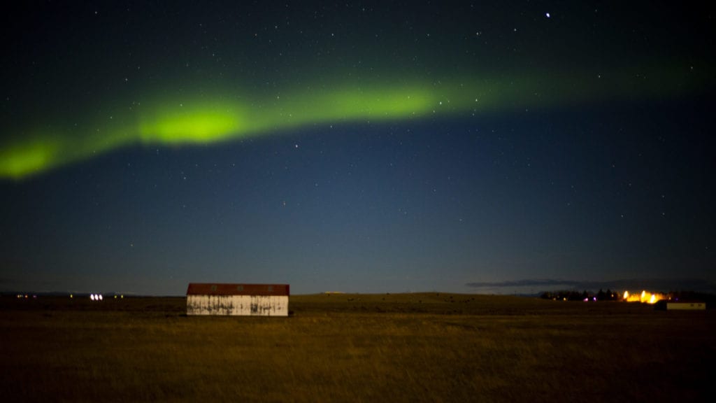 The northern lights as taken from my partner's camera on our last day in Iceland, near Hella | © Jeff Cerulli 