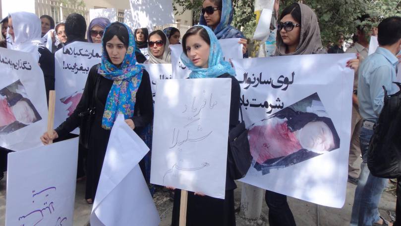 Noorjahan Akbar at a local protest | © Courtesy of Free Women Writers