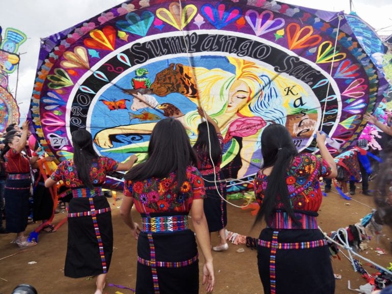 The Orquideas Oficial get ready to fly their handmade kite at Guatemala's kite festival in Sumpango | © Nikki Vargas/Unearth Women