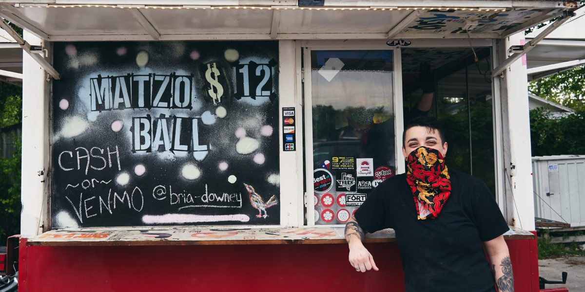 Chef Bria Downey stands in front of the Yatai Food Kart from which she has been serving soup to the Fort Worth community during the pandemic © | Brian Hutson