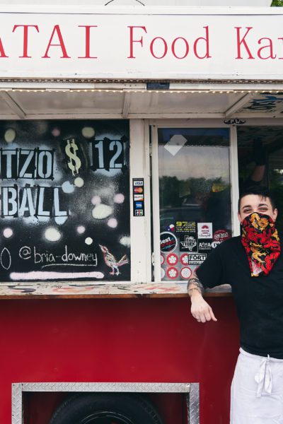 Chef Bria Downey stands in front of the Yatai Food Kart from which she has been serving soup to the Fort Worth community during the pandemic © | Brian Hutson