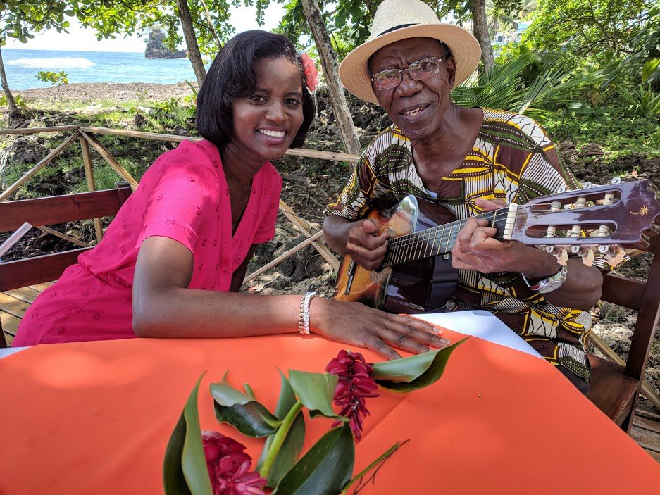 On location in Límon, Kim with Guitarist Marcos Forbes © | Courtesy of Kim Haas