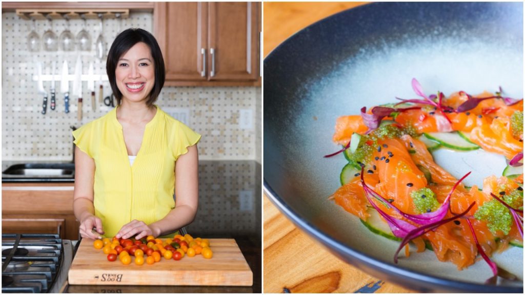 Left: Christine Ha by Julie Soefer Photography | Right: Scallop Crudo at Xin Chào by John Suh