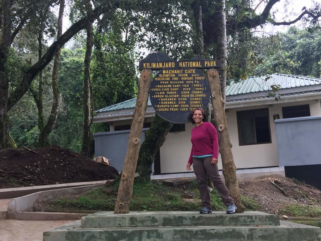 Katina Grays hiking Mount Kilimanjaro | Courtesy of Outdoor Afro